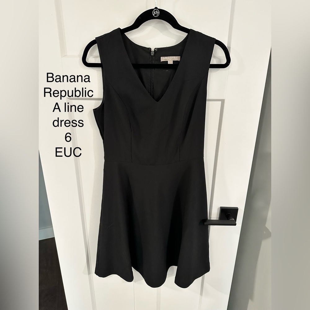 Banana Republic Factory Black A-line V-neck Dress